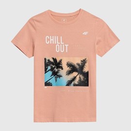DJEČJA MAJICA 4F  FIND ME UNDER PALM TREES CORAL PINK 