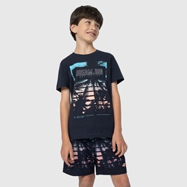 DJEČJA MAJICA 4F FIND ME UNDER PALM TREES NAVY BLUE