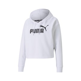 HOODIE PUMA ESSENTIALS LOGO CROPPED WHITE